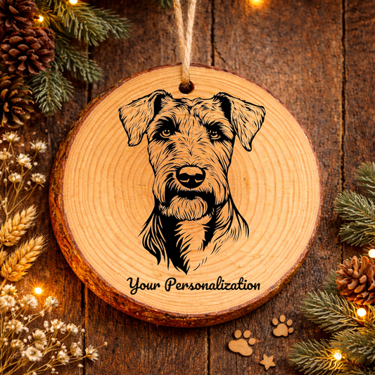 Airedale Terrier Dog Ornament – Rustic Wooden Keepsake