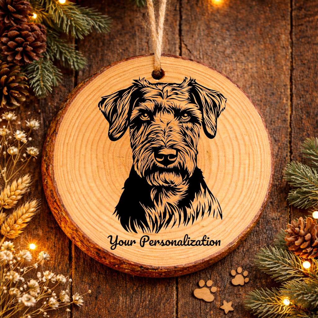 Airedale Terrier Dog Ornament – Rustic Wooden Keepsake