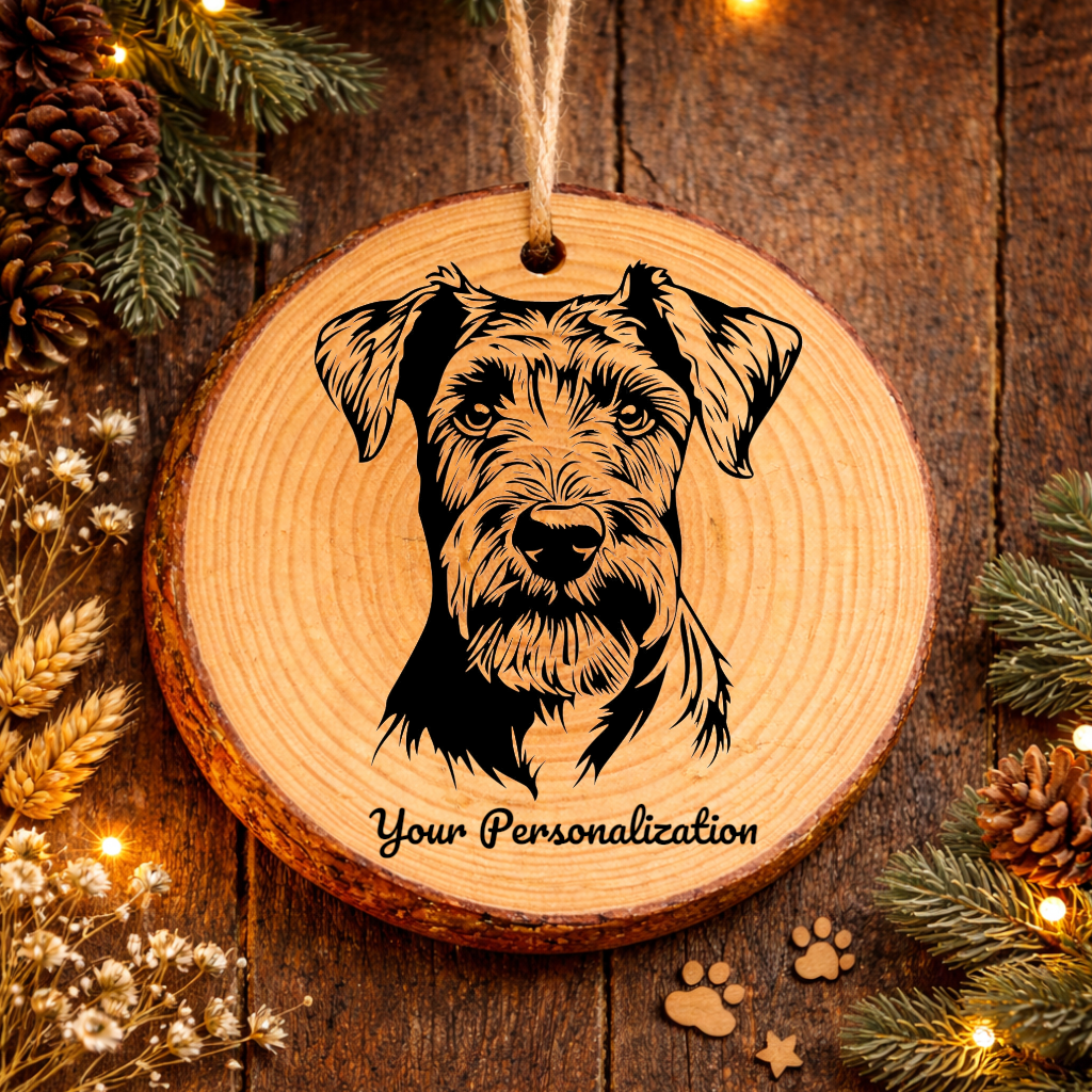 Airedale Terrier Dog Ornament – Rustic Wooden Keepsake
