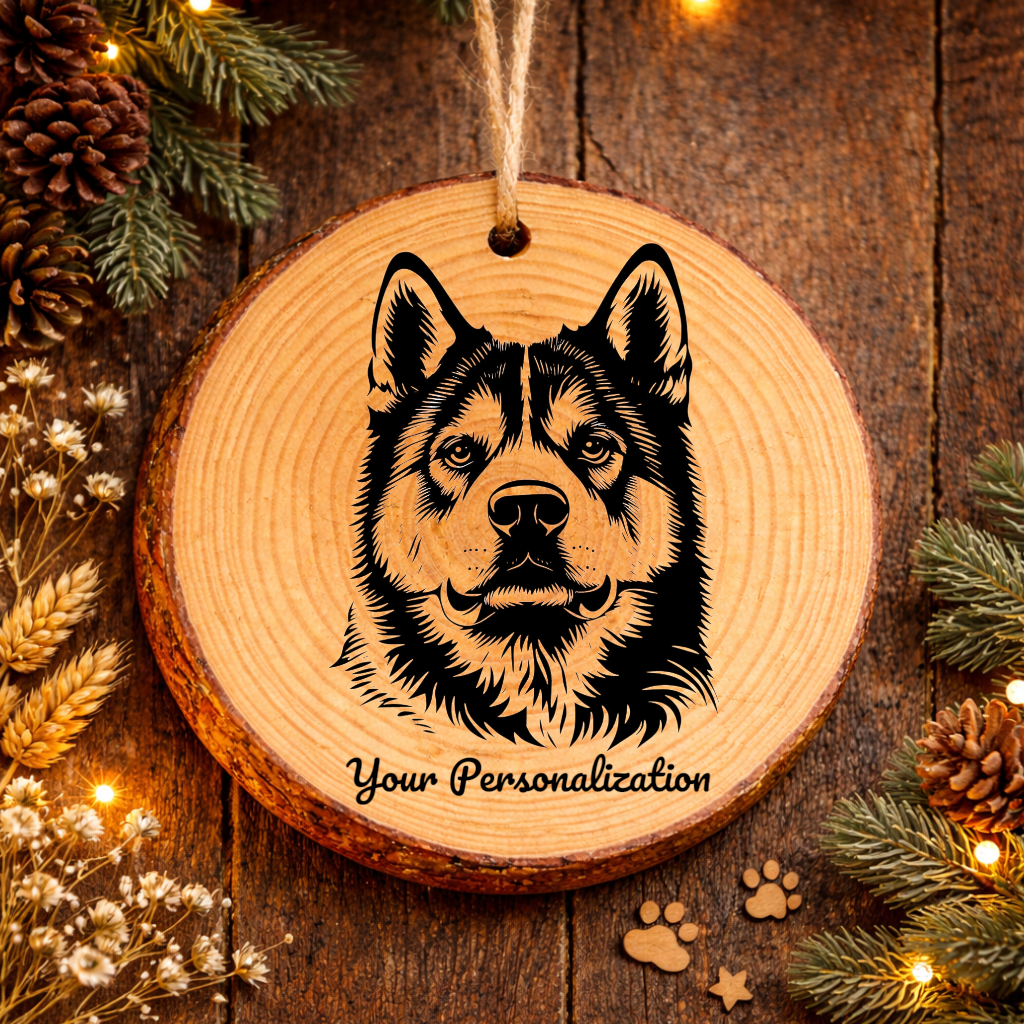 Akita Dog Ornament – Rustic Wooden Keepsake