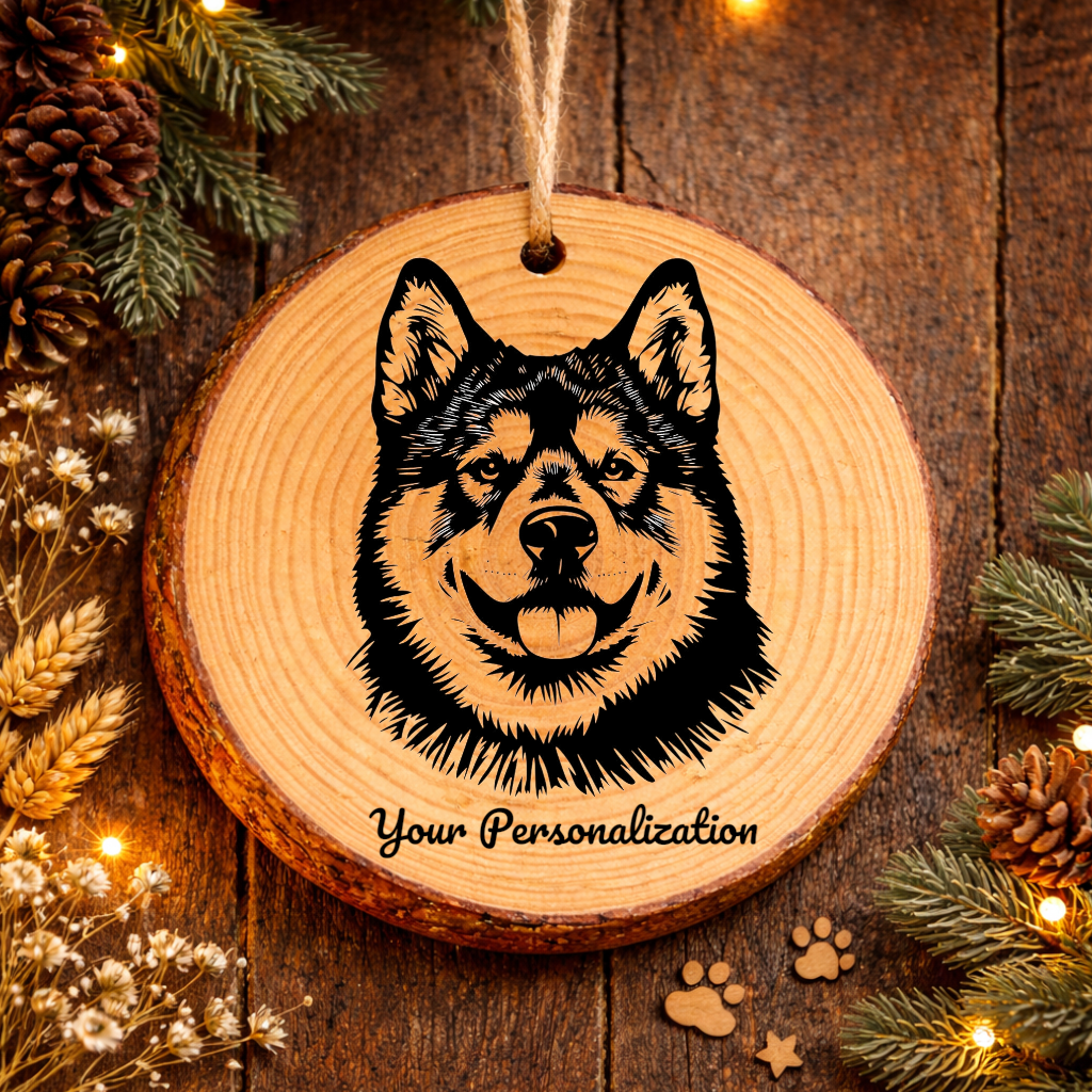 Akita Dog Ornament – Rustic Wooden Keepsake