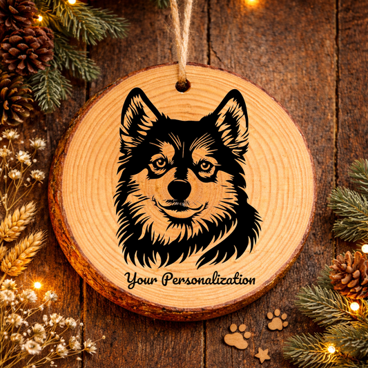 Alaskan Klee Kai Dog Ornament – Rustic Wooden Keepsake