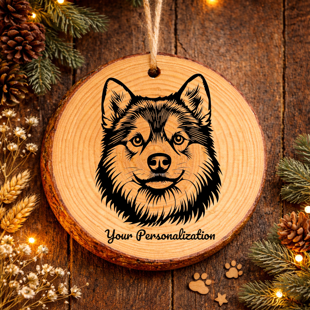 Alaskan Klee Kai Dog Ornament – Rustic Wooden Keepsake