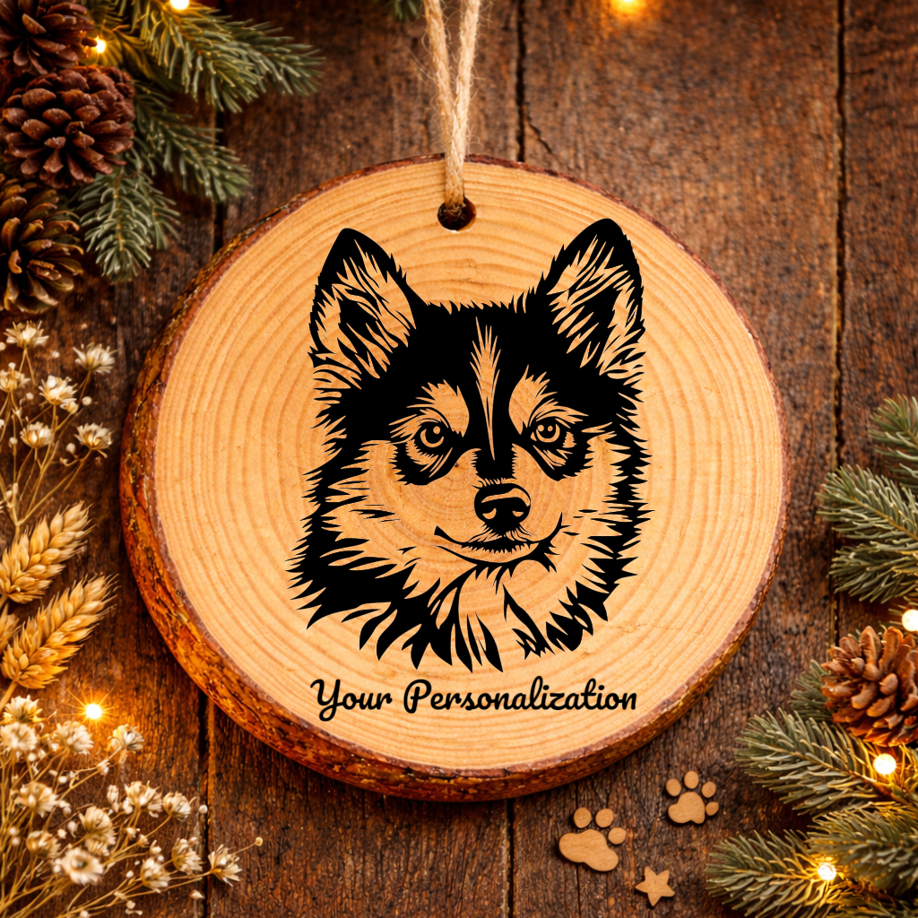 Alaskan Klee Kai Dog Ornament – Rustic Wooden Keepsake