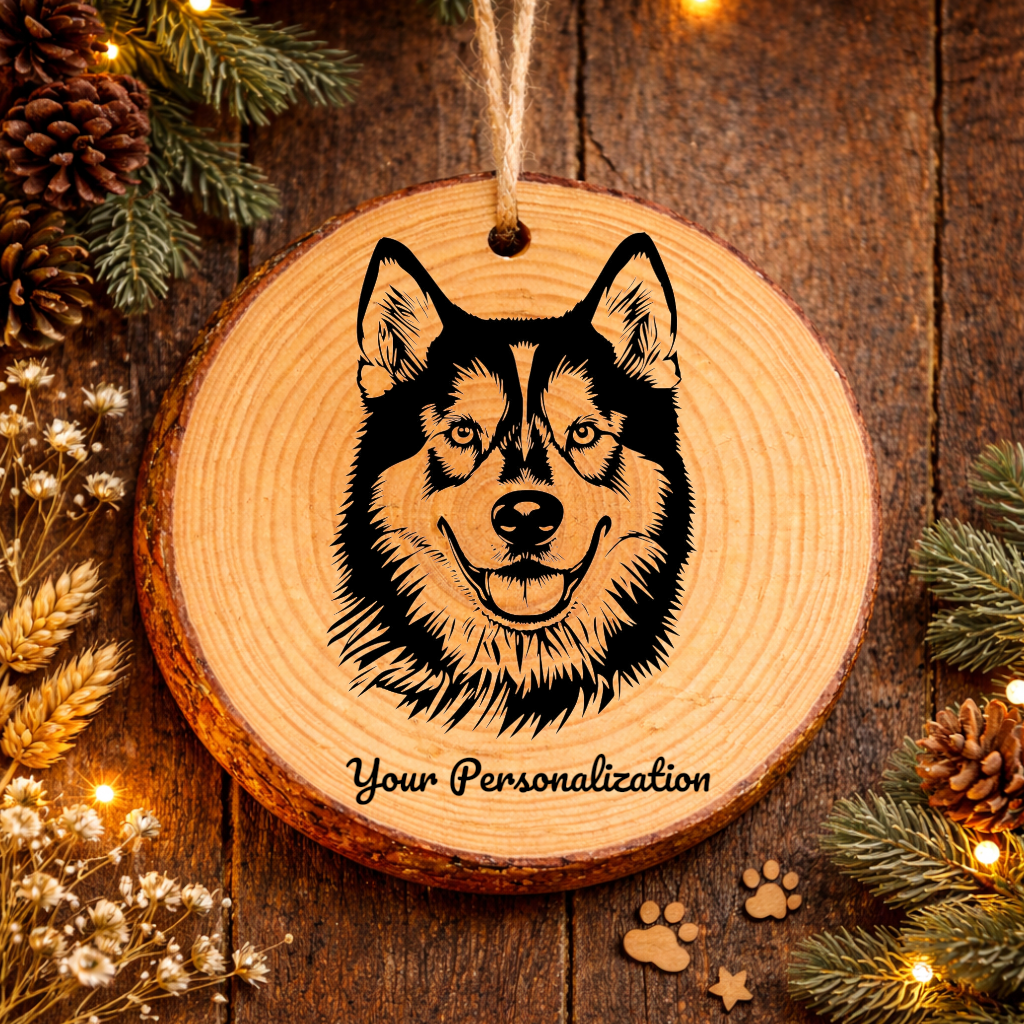Alaskan Malamute Dog Ornament – Rustic Wooden Keepsake