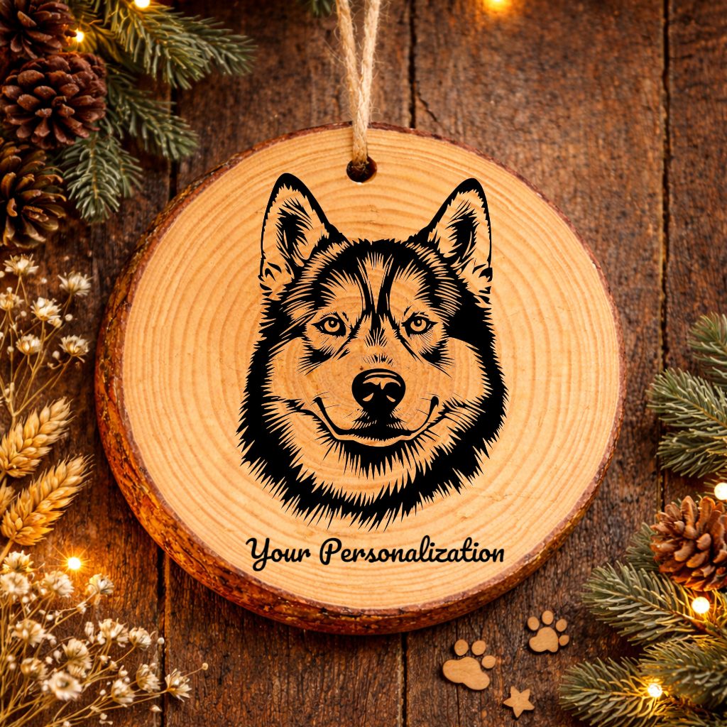 Alaskan Malamute Dog Ornament – Rustic Wooden Keepsake