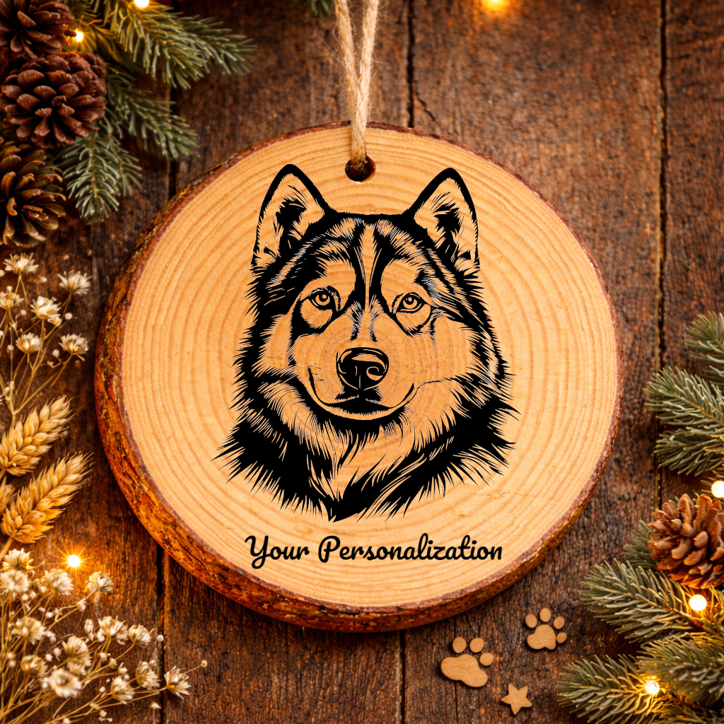 Alaskan Malamute Dog Ornament – Rustic Wooden Keepsake
