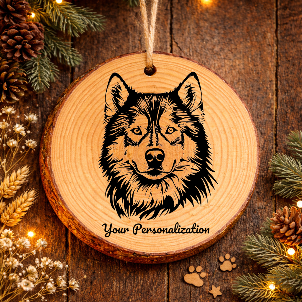 Alaskan Malamute Dog Ornament – Rustic Wooden Keepsake