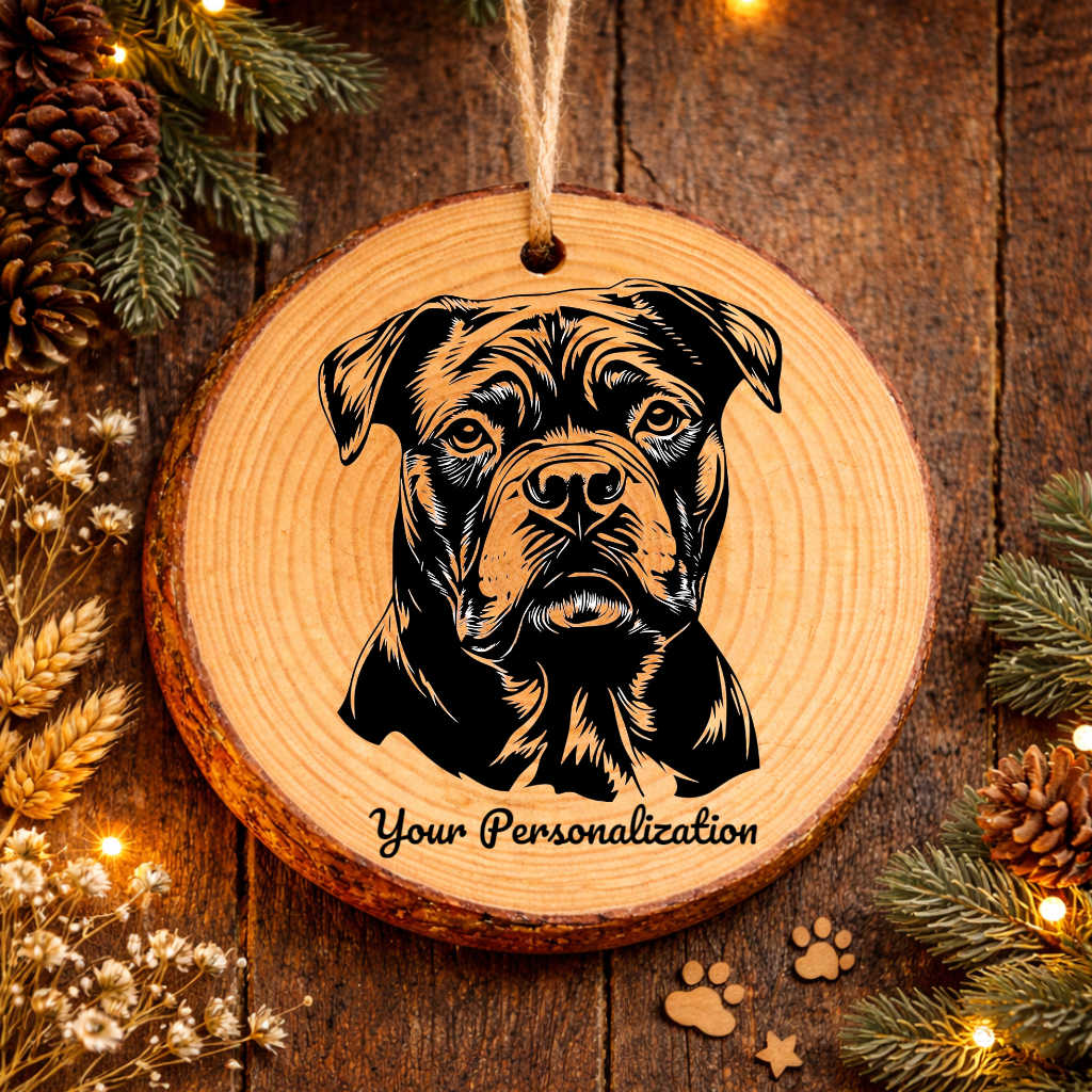 American Bulldog Dog Ornament – Rustic Wooden Keepsake