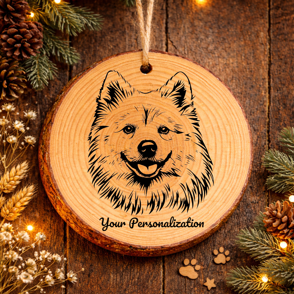 American Eskimo Dog Dog Ornament – Rustic Wooden Keepsake
