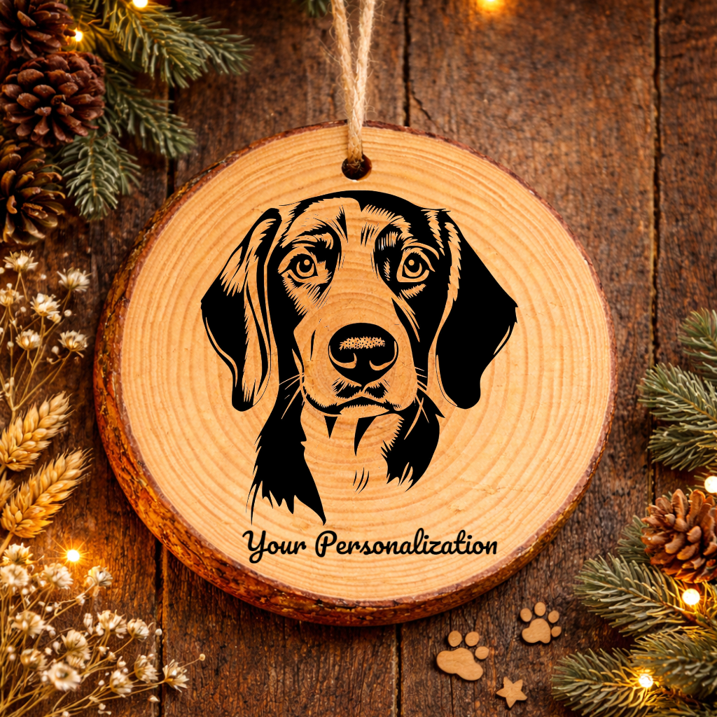 American Foxhound Dog Ornament – Rustic Wooden Keepsake
