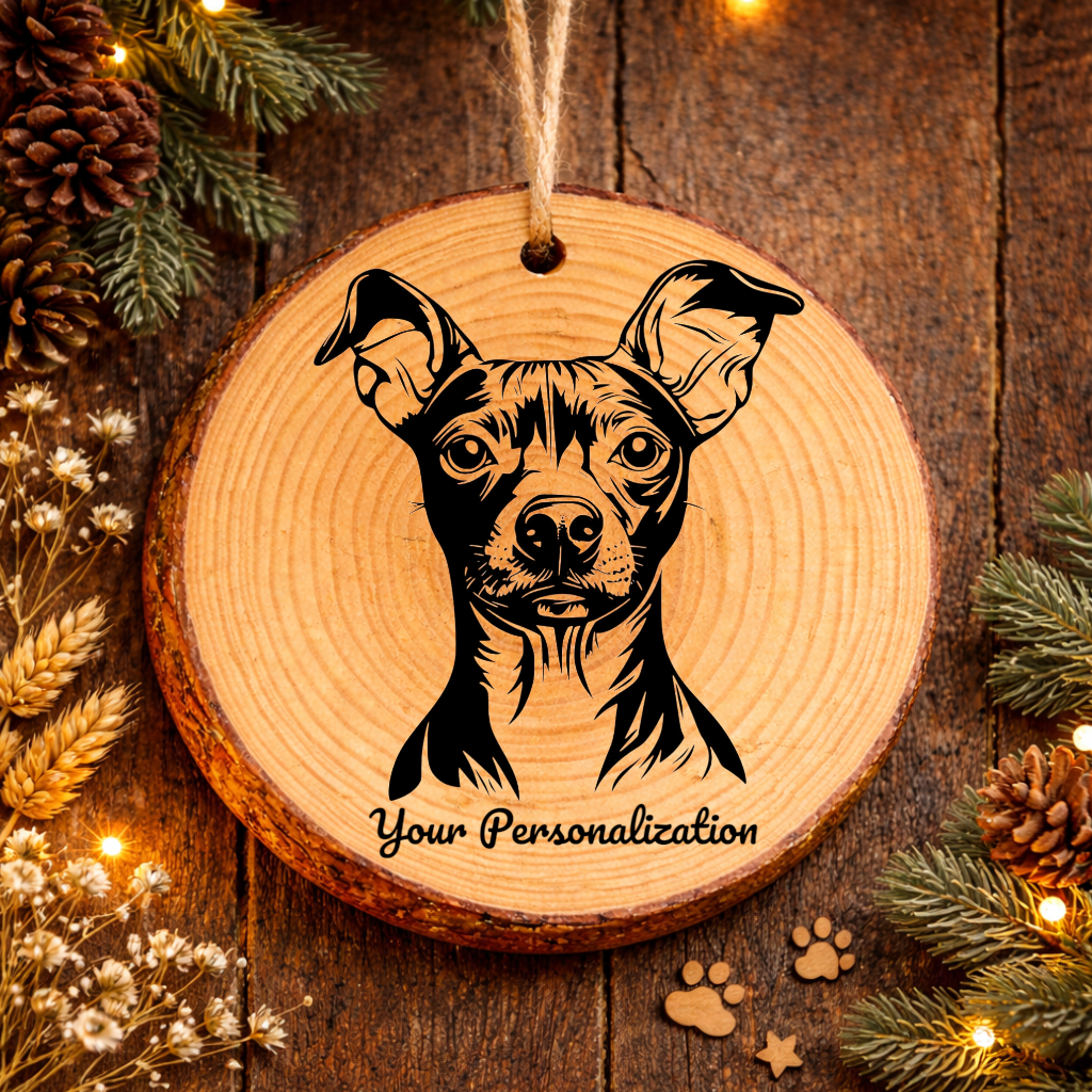 American Hairless Terrier Dog Ornament – Rustic Wooden Keepsake