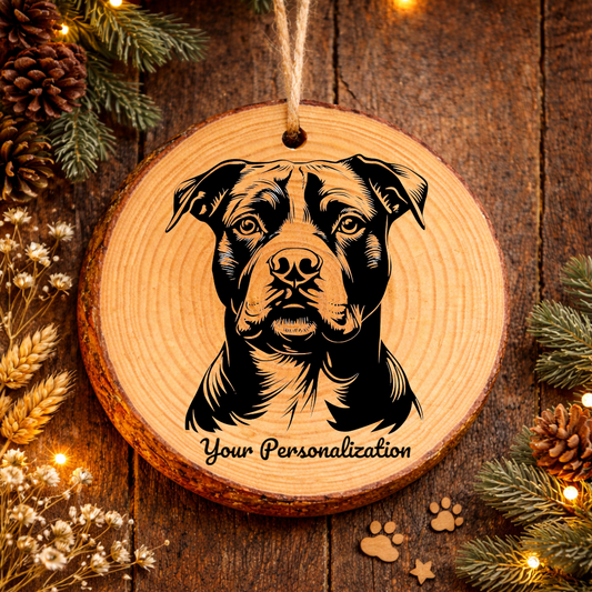 American Pit Bull Terrier Dog Ornament – Rustic Wooden Keepsake