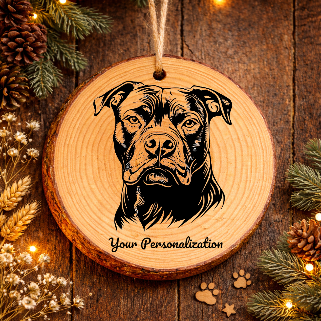 American Pit Bull Terrier Dog Ornament – Rustic Wooden Keepsake