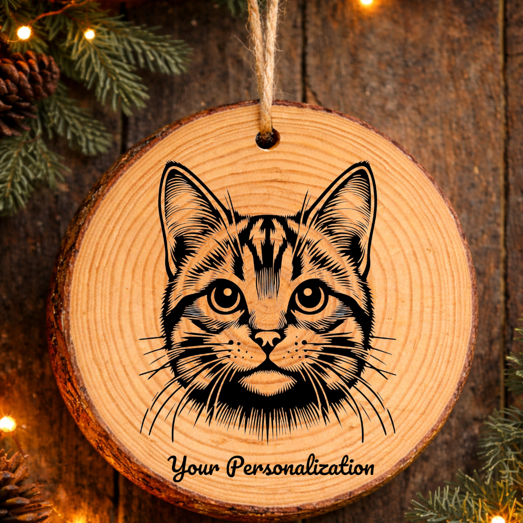 American Ringtail Cat Rustic Pine Wooden Round Ornament