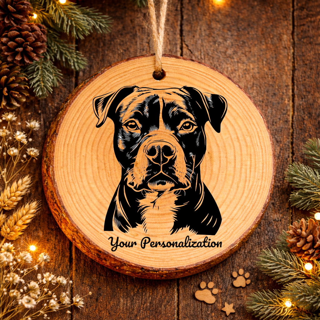 American Staffordshire Terrier Dog Ornament – Rustic Wooden Keepsake
