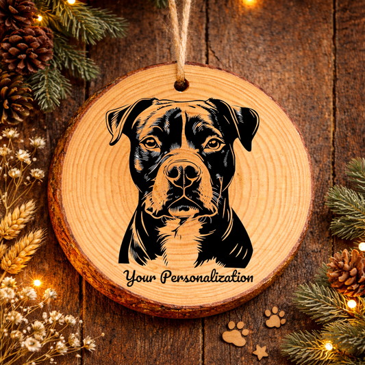 American Staffordshire Terrier Dog Ornament – Rustic Wooden Keepsake