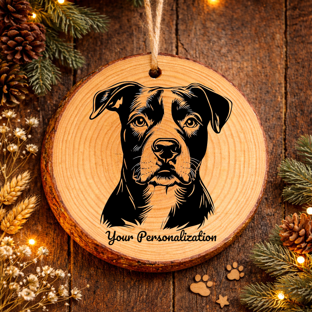 American Staffordshire Terrier Dog Ornament – Rustic Wooden Keepsake