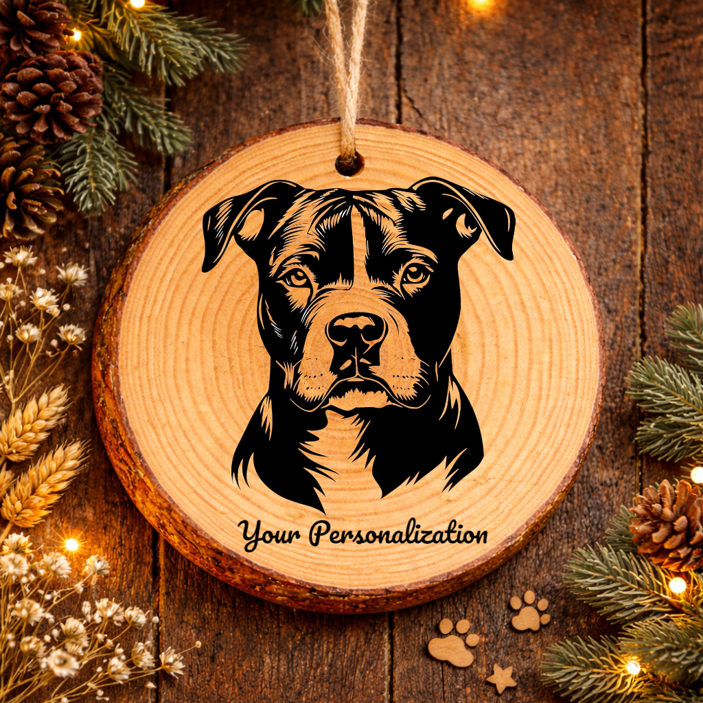 American Staffordshire Terrier Dog Ornament – Rustic Wooden Keepsake