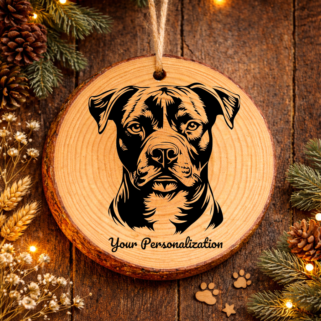 American Staffordshire Terrier Dog Ornament – Rustic Wooden Keepsake