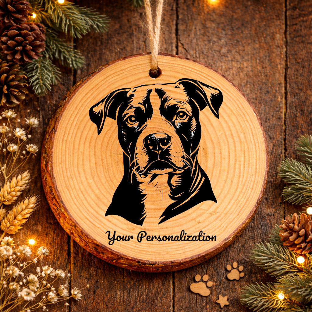 American Staffordshire Terrier Dog Ornament – Rustic Wooden Keepsake