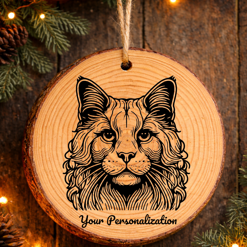 Aphrodite Giant Cat Rustic Pine Wooden Round Ornament