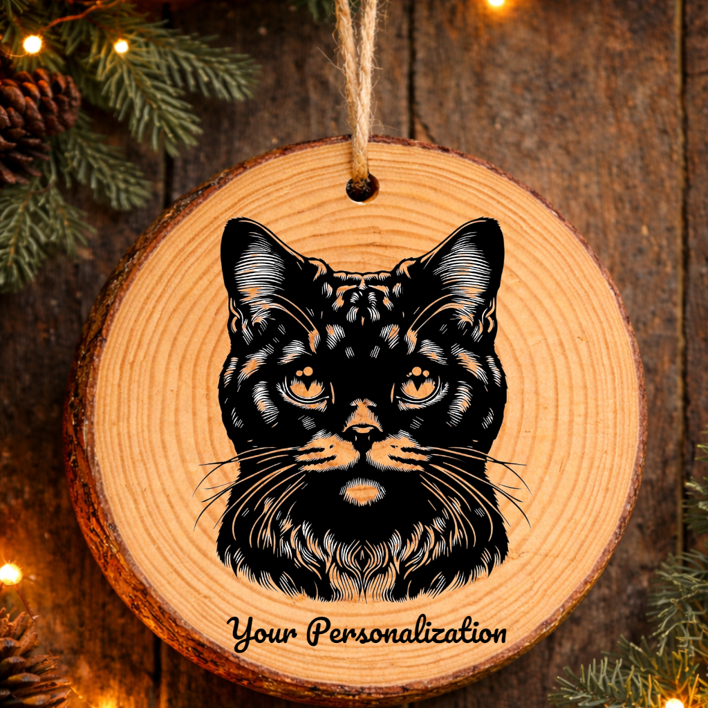 Aphrodite Giant Shorthair Cat Rustic Pine Wooden Round Ornament