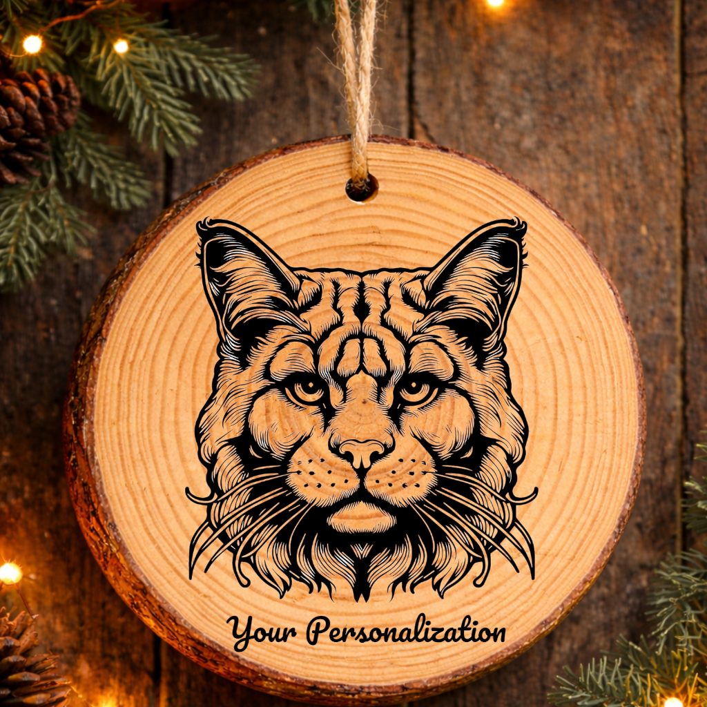 Aphrodite Giant Cat Rustic Pine Wooden Round Ornament