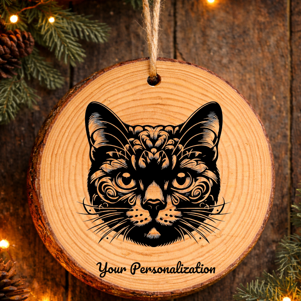 Australian Bombay Cat Rustic Pine Wooden Round Ornament