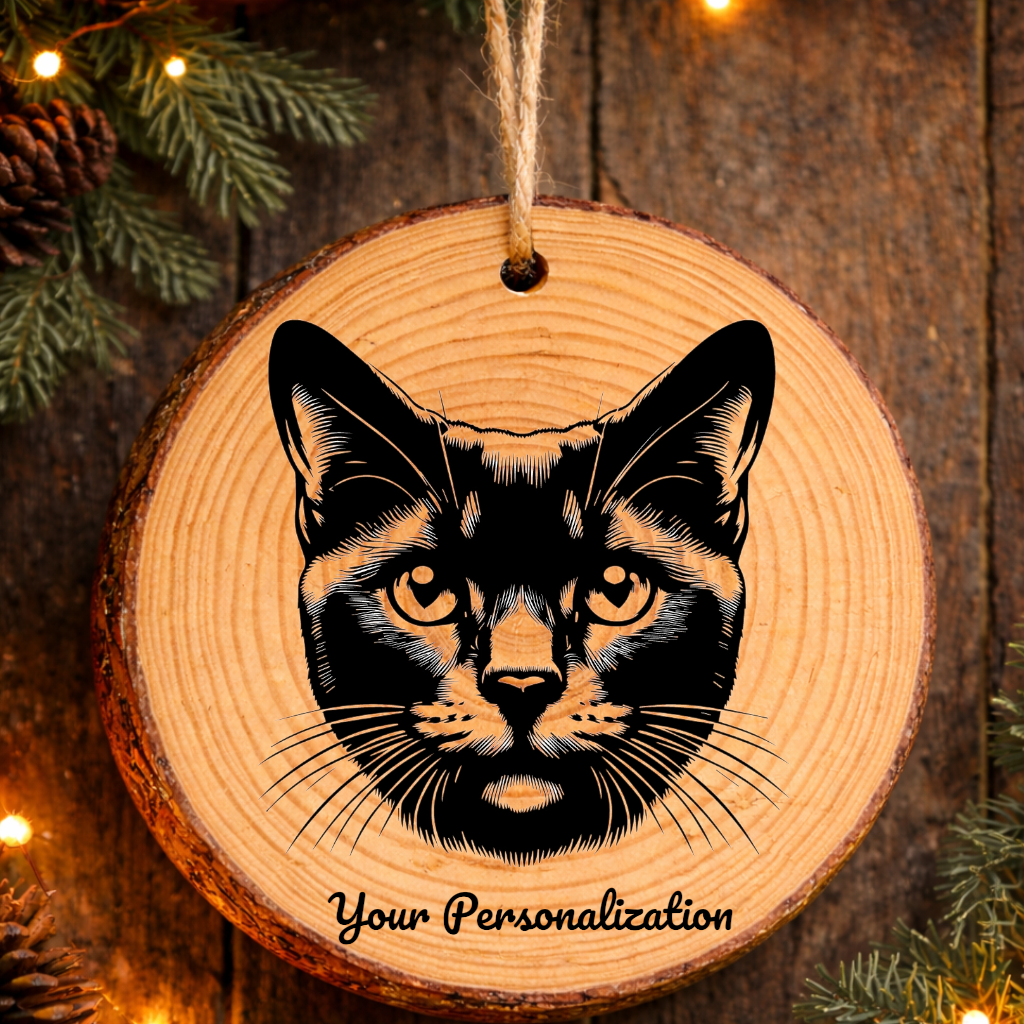 Australian Bombay Cat Rustic Pine Wooden Round Ornament