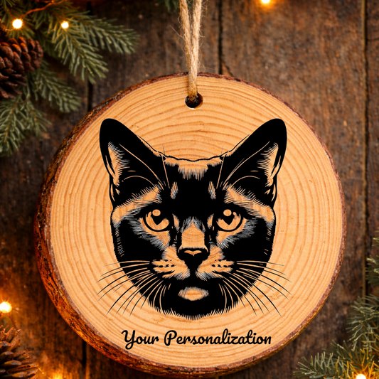 Australian Bombay Cat Rustic Pine Wooden Round Ornament