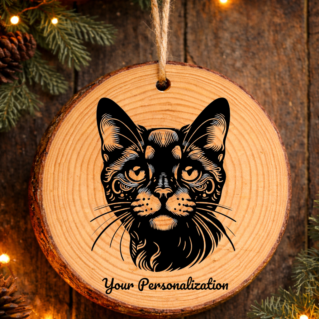 Australian Bombay Cat Rustic Pine Wooden Round Ornament