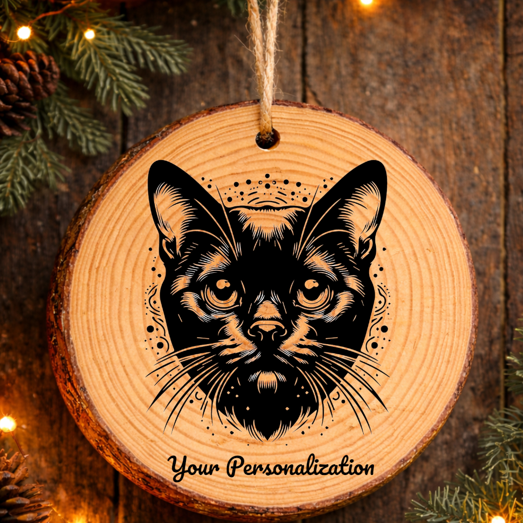 Australian Bombay Cat Rustic Pine Wooden Round Ornament