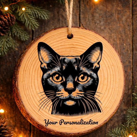 Australian Bombay Shorthair Cat Rustic Pine Wooden Round Ornament