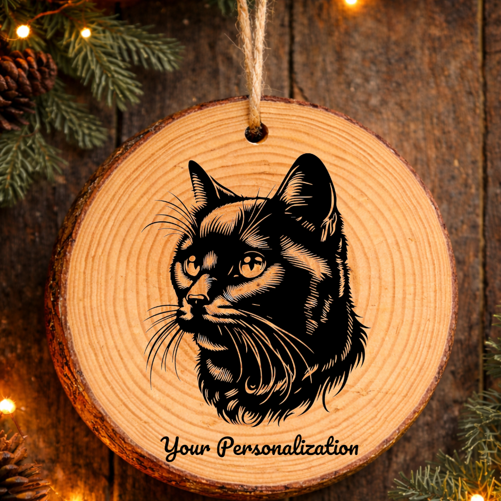 Australian Bombay Shorthair Cat Rustic Pine Wooden Round Ornament