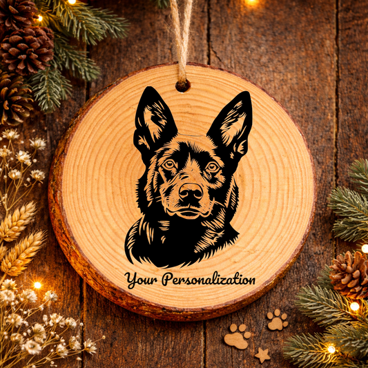 Australian Kelpie Dog Ornament – Rustic Wooden Keepsake