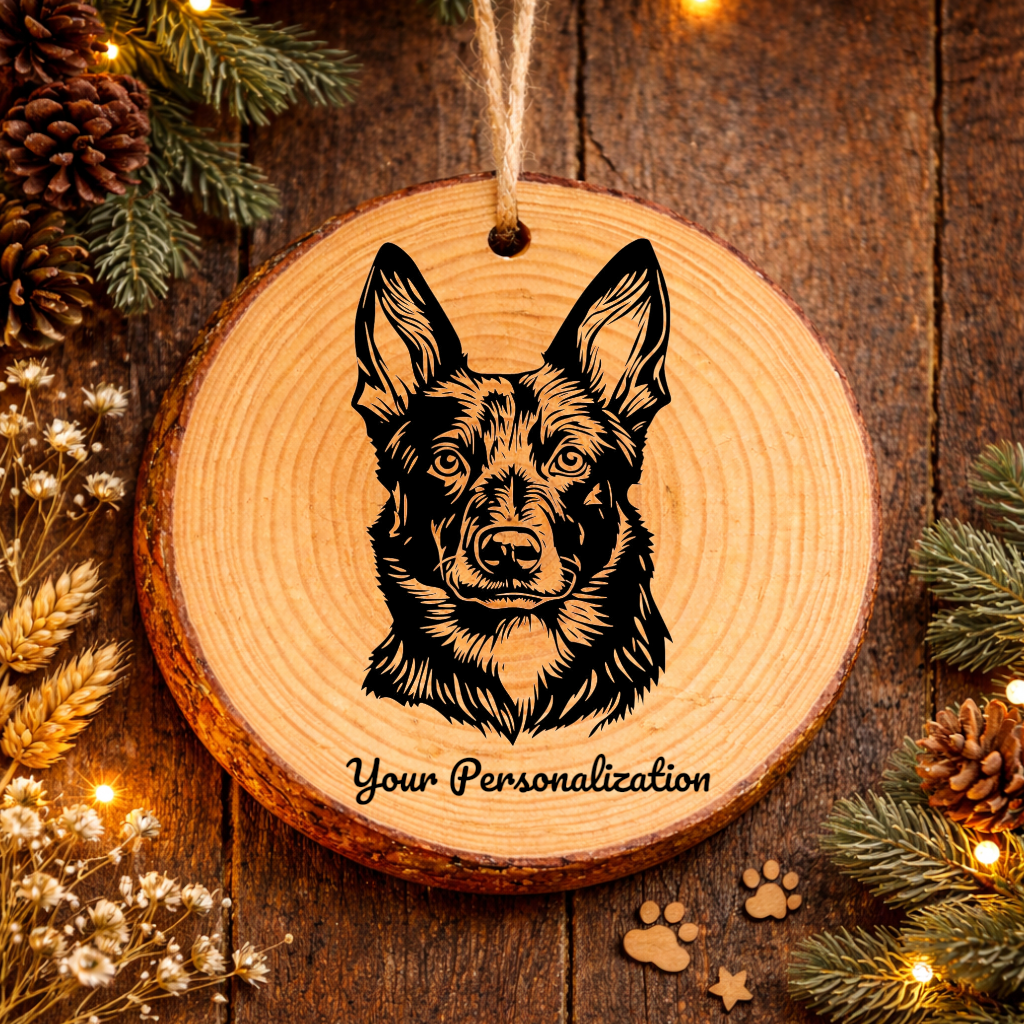 Australian Kelpie Dog Ornament – Rustic Wooden Keepsake