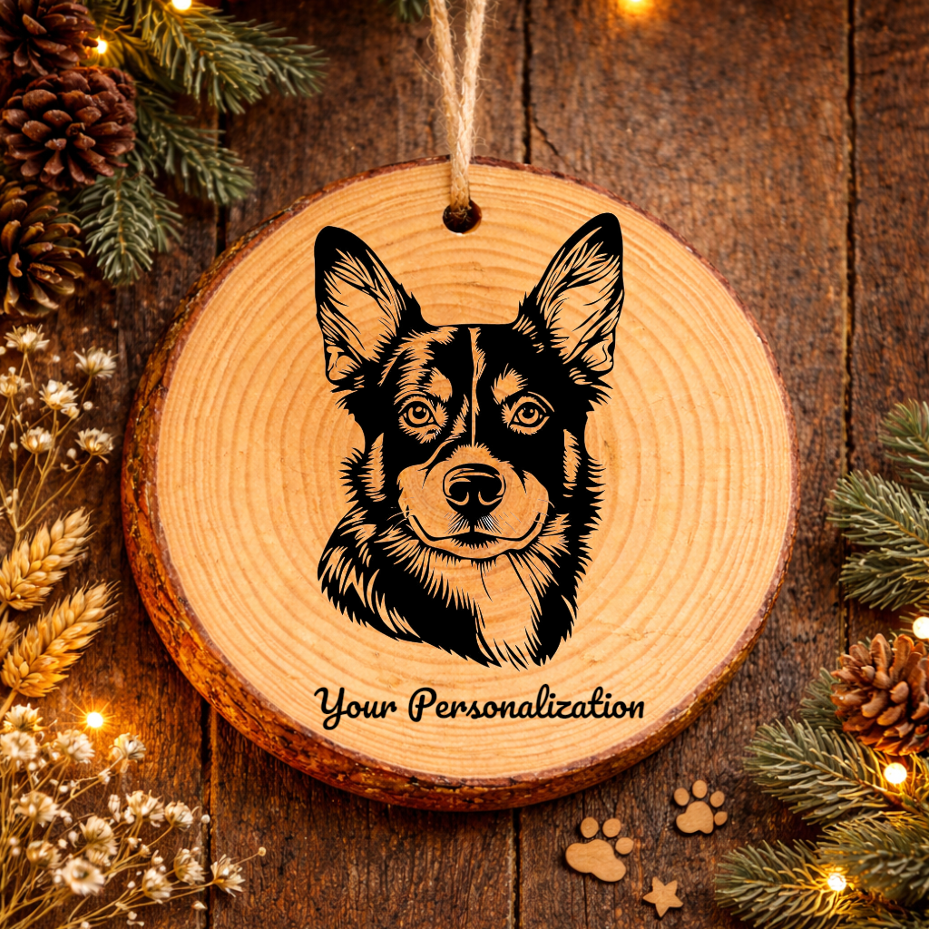 Australian Kelpie Dog Ornament – Rustic Wooden Keepsake