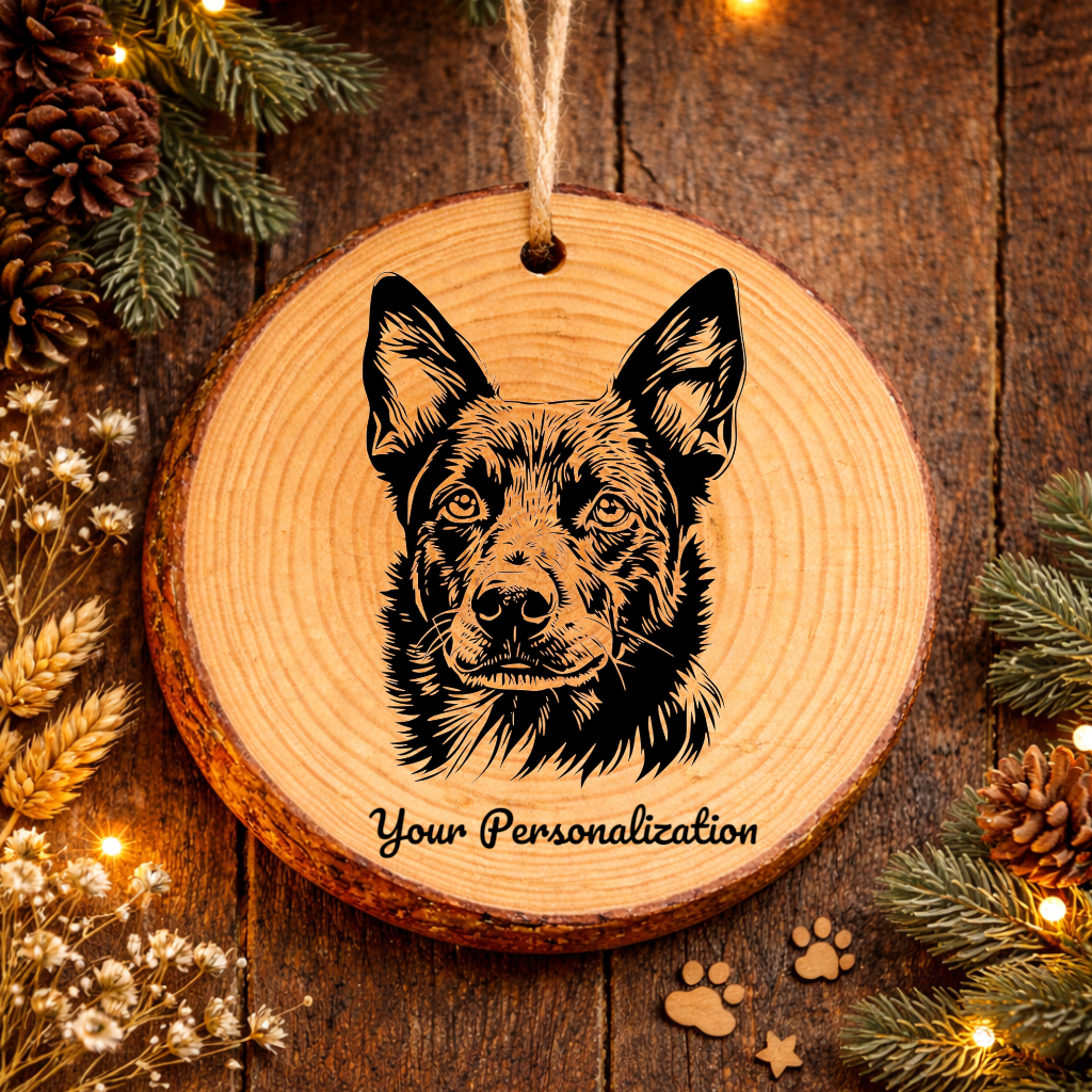 Australian Kelpie Dog Ornament – Rustic Wooden Keepsake