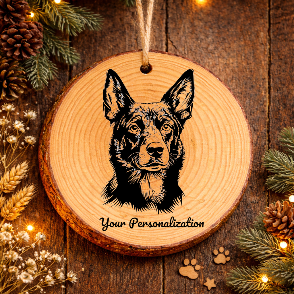 Australian Kelpie Dog Ornament – Rustic Wooden Keepsake