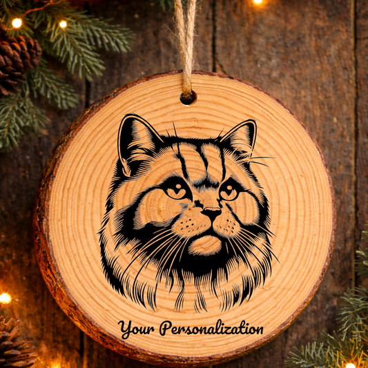 Australian Mist Shorthair Cat Rustic Pine Wooden Round Ornament