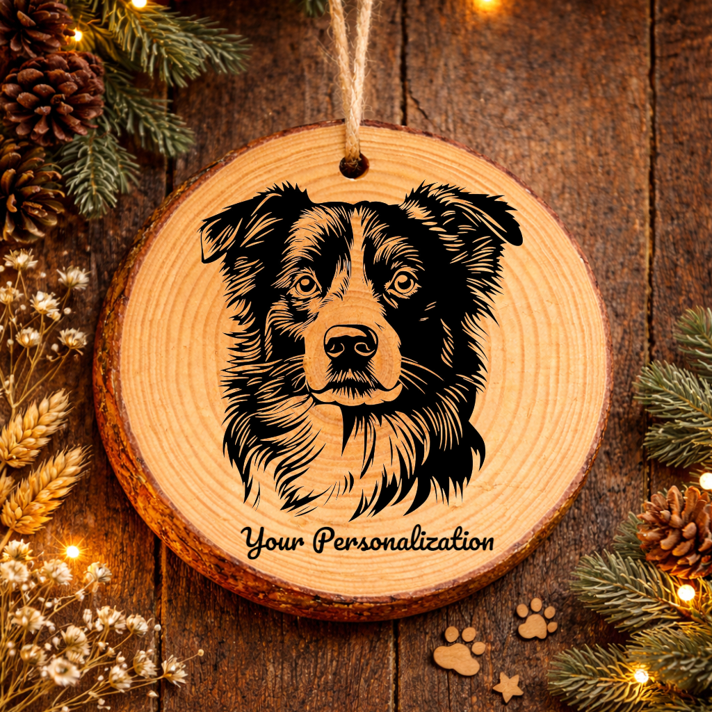 Australian Shepherd Dog Ornament – Rustic Wooden Keepsake