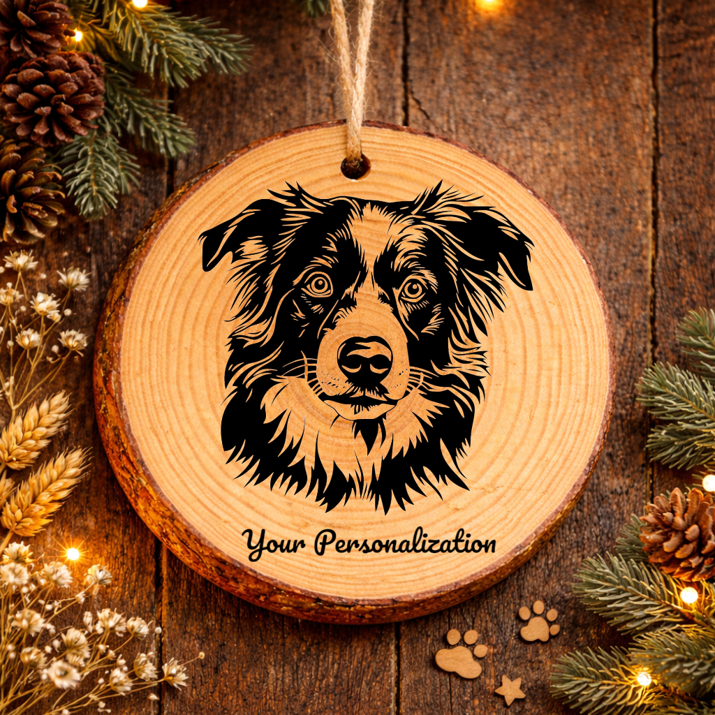 Australian Shepherd Dog Ornament – Rustic Wooden Keepsake