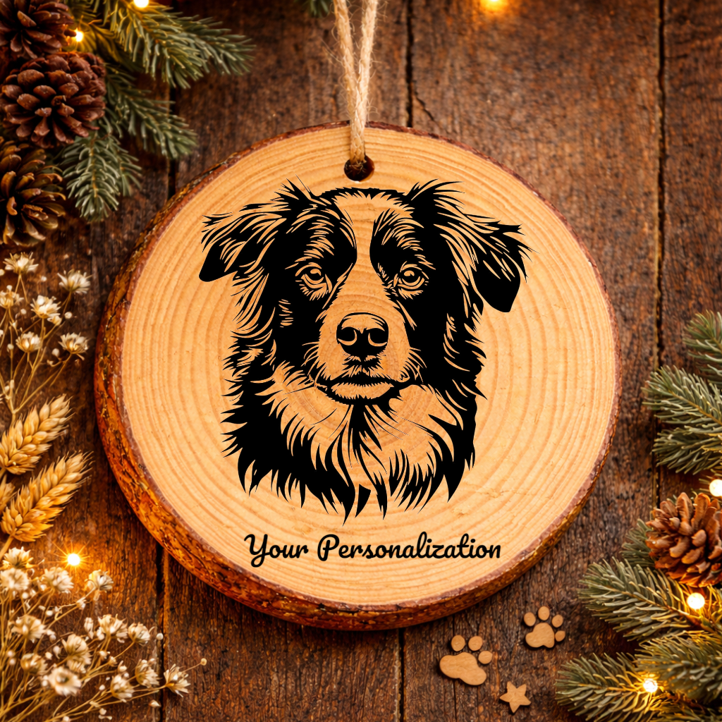 Australian Shepherd Dog Ornament – Rustic Wooden Keepsake