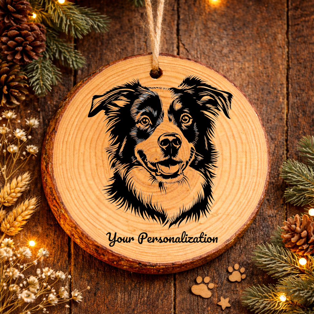 Australian Shepherd Dog Ornament – Rustic Wooden Keepsake