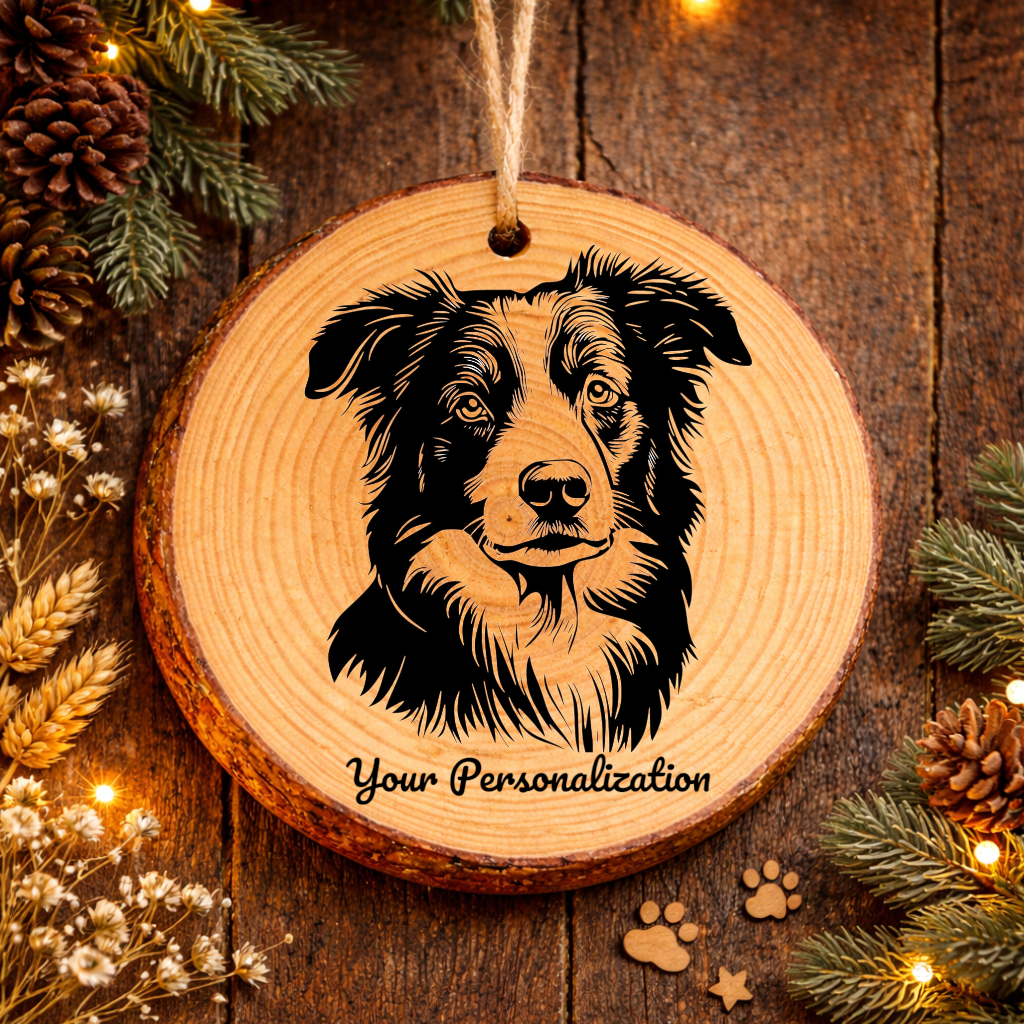 Australian Shepherd Dog Ornament – Rustic Wooden Keepsake