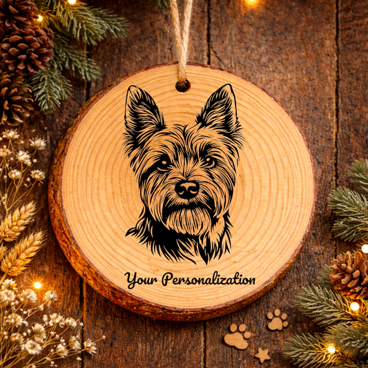 Australian Silky Terrier Dog Ornament – Rustic Wooden Keepsake