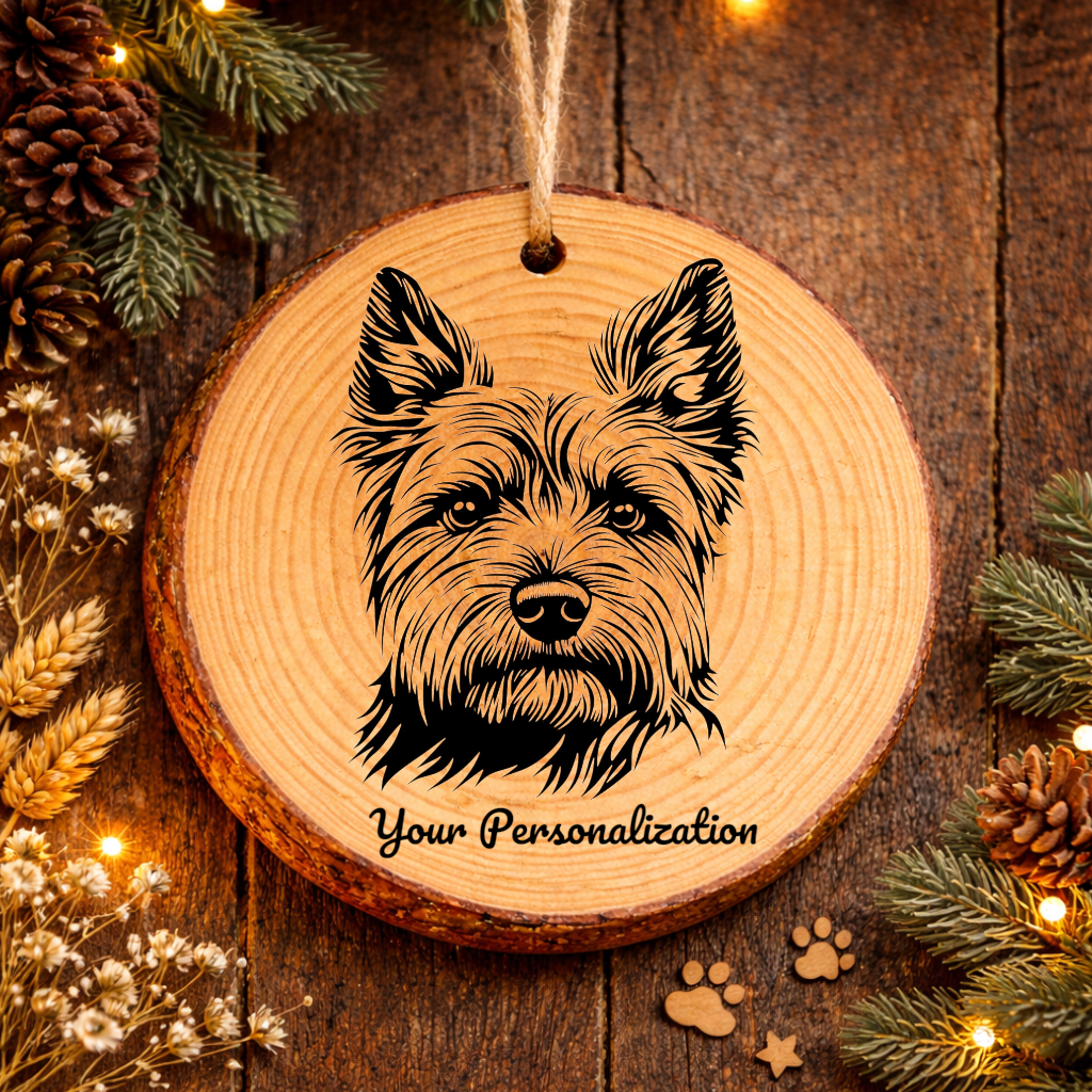 Australian Silky Terrier Dog Ornament – Rustic Wooden Keepsake