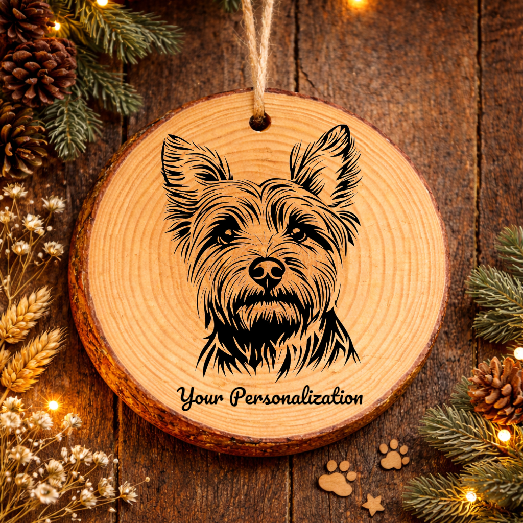Australian Silky Terrier Dog Ornament – Rustic Wooden Keepsake