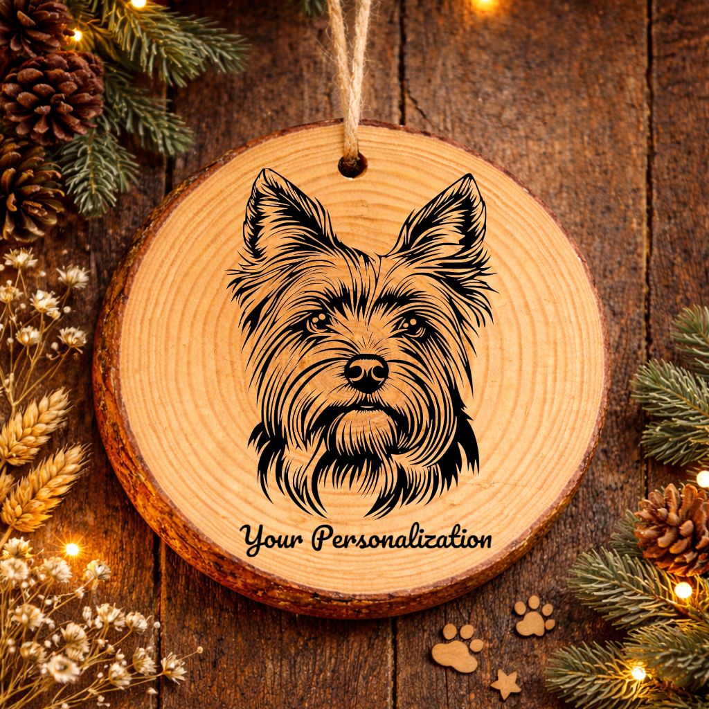Australian Silky Terrier Dog Ornament – Rustic Wooden Keepsake